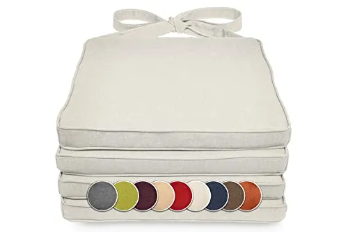 sunnypillow 4er Set Stuhlkissen 40 x 45 x 5cm - Polster für Stühle & Sessel - Bequeme, wasserabweisende Kissen mit Befestigungsbändern für stabilen Halt, ideal für drinnen und draußen!