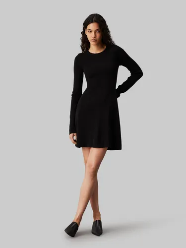 Sweatkleid "CK INTARSIA SWEATER DRESS", mit Logostickerei, Gr. XXXL (46) - N-Gr, CK Black N-Gr