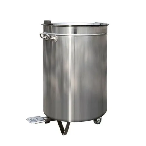 Edelstahl Mülleimer 80L mit Fußpedal - Haushaltszubehör: Robuster 80L Edelstahl-Mülleimer mit hygienischem Fußpedal und praktischem Rollen-System für müheloses Bewegen, ideal für Haushalt und Gastronomie.