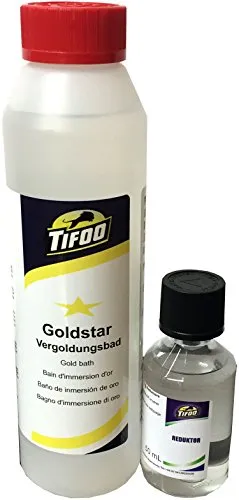 Gold-Star Goldbad (250 ml) - Stromlos vergolden leicht gemacht - Schmuckwerkzeuge: Gold-Star Goldbad ermöglicht einfaches, stromloses Vergolden mit 24 Karat Gold, ohne Vorkenntnisse – ideal für kreative Projekte.