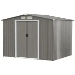 COSTWAY Gerätehaus mit Fundament 260x207x180cm - Gerätehaus aus verzinktem Stahl, ideal für die Aufbewahrung von Werkzeugen und Fahrrädern, mit stabiler Struktur und witterungsbeständigem Design für langanhaltende Nutzung.