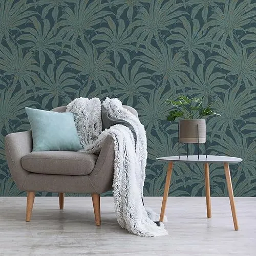 Tapete Lenni Blumen M1-No.11003 | Vlies | Petrol | Gold | Tadessi | 10,05 m x 0,53 m