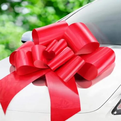 Jonami Schleife Auto Große Geschenkschleife Riesenschleife XXL 76 cm für Auto, Rote Autoschleife Groß Riesige Schleife 18 Geburtstag Auto Rot - ø 76 cm