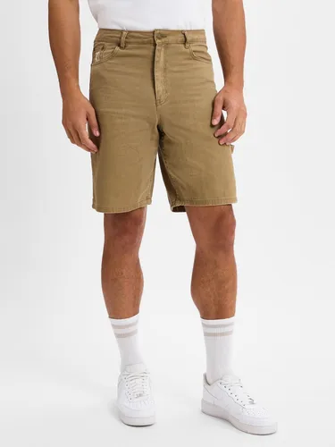 Karl Kani OG Washed Carpenter Shorts Dark Sand M - Wanderhosen aus hochwertigem, leicht gebleached Denim mit lockerer Passform für viel Beinfreiheit. Ideal für den Hip Hop Style und perfekt für den Sommer!