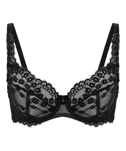 Hunkemöller Unwattierter Bügel-BH Daisy - Caviar - 85D - Eleganter unwattierter Bügel-BH mit zarter Spitze. Ideal für ein verführerisches Gefühl und perfekten Sitz. Kombinierbar mit weiteren Modellen für einen stilvollen Look.