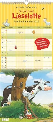 Die Kuh Lieselotte Familienkalender 2026 – Von Alexander Steffenmeier – Familienplaner mit 5 Spalten – Format 22 x 49,5 cm: Familienkalender