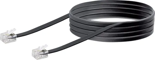 Schwaiger TAE Kabel RJ11 6P4C 6m schwarz flach - Hochwertiges TAE Kabel für eine zuverlässige Verbindung. Ideal für Telefon und Modem, flexibel und platzsparend durch flaches Design.