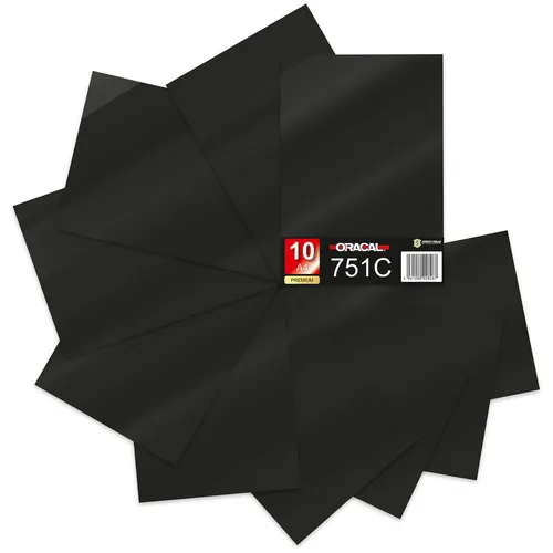  DIN A4 Bögen 10er Set Schwarz Glanz 29,7x21cm ORACAL 751C Folie Auto 20,47€/m²