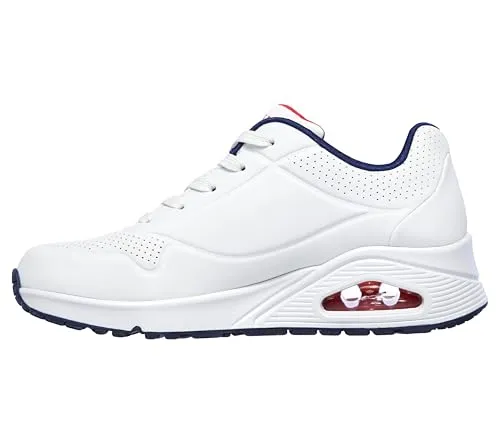 Skechers Damen UNO Stand ON AIR Sneakers - WNVR White Durabuck, 37 EU - Damen-Sneaker mit atmungsaktivem Durabuck-Obermaterial und bequemer Air-Cooled Memory Foam Innensohle für ultimativen Tragekomfort.