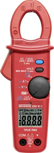 Benning CM 2-1 Digital-Stromzangen-Multimeter - Mess- & Prüfgeräte: Präzises True RMS Multimeter mit 4-stelliger LCD-Anzeige und praktischer Hintergrundbeleuchtung für optimale Lesbarkeit bei allen Lichtverhältnissen.