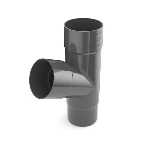 Regenrinne T-Stück Graphit System 90 – PVC-Formstück