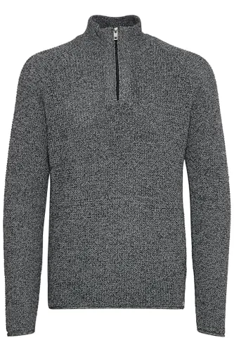 !Solid SDKotch Pullover - Grobstrick, Größe:L, Farbe:Dark Grey Melange - Stylischer Grobstrick-Pullover im Regular Fit mit Troyer-Kragen und Reißverschluss. Hergestellt aus recyceltem Material, bietet er Komfort und lässt sich vielseitig kombinieren - ideal für Freizeit und Büro.