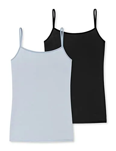 Schiesser Damen 2 Pack Spaghetti Top Unterhemd - Bio Baumwolle, Schwarz - Unterhemden & BH-Hemden für Damen, aus 95% Bio-Baumwolle für höchsten Tragekomfort und Nachhaltigkeit.