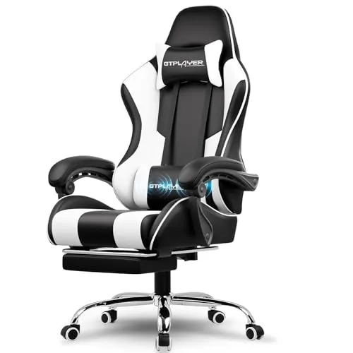 GTPLAYER Gaming Stuhl mit Lautsprecher - Ergonomischer PC Stuhl für Gamer - Gaming-Zubehör mit integriertem Hi-Fi Bluetooth Lautsprecher für beeindruckenden Klang. Ergonomisches Design und verstellbare Armlehnen sorgen für Komfort während langer Gaming-Sessions.