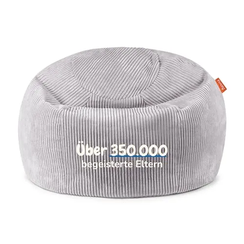 Funzy Sitzsack für Kinder aus Cord mit Füllung aus Schaumstoff, Kindersitzsack für Mädchen und Jungen aus hochwertigen Materialien, Oeko-TEX 100 Zertifiziert mit 3 Jahre Garantie, Koala Grau