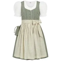 Nübler Dirndl Mädchen - 3-teiliges Set in Salbei - Dirndl & Dirndl-Sets für Mädchen, hochwertiges Baumwollmaterial mit praktischer Schürze und verspielten Details, ideal für Feste und besondere Anlässe.