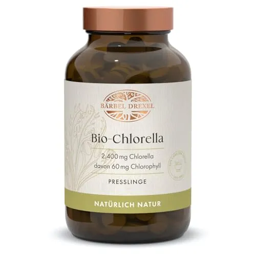 Chlorella Presslinge mit 2400 mg Algen-Pulver pro Tagesdosis ohne Zusätze, Vegan (360 Stk) 100% Vegane Herstellung Deutschland Chlorophyll Tabletten Naturheilkunde BÄRBEL DREXEL®