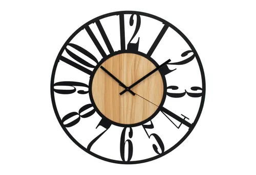 K&L Wall Art Wanduhr XL - Leise Holz-Metall Uhr 50 cm - Stylische Wanduhren in Holz-Metall-Optik mit leisem Quartz Uhrwerk. Perfekt für jedes Wohnambiente und sorgt für eine entspannte Atmosphäre.