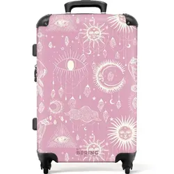 NoBoringSuitcases.com© Hartschalen-Trolley Lila mit böhmischem Muster 67 cm - 72 L, 4 Rollen, Hartschalenkoffer Mittel Groß für 20kg, Frauen Reisekoffer Trolley bunt|lila 43 cm x 67 cm x 25 cm