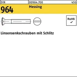 Linsensenkschraube DIN 964 M6 x 8mm Messing - Hochwertige DIN 964 Linsensenkschraube aus Messing, ideal für präzise Anwendungen in der Eisenwarenbranche, mit Schlitzantrieb und metrischem Gewinde.