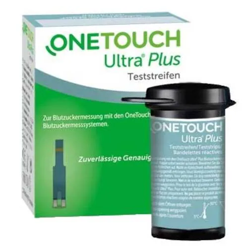 One Touch Ultra Plus Teststreifen - Blutzuckermessgeräte, präzise Teststreifen für zuverlässige Blutzuckermessungen, ideal für Diabetiker.
