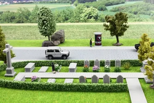 Overdrive-Racing Spur N 1:160 Friedhof Grabsteine 19 Stück Gräber Gruft Kreuze Kirche