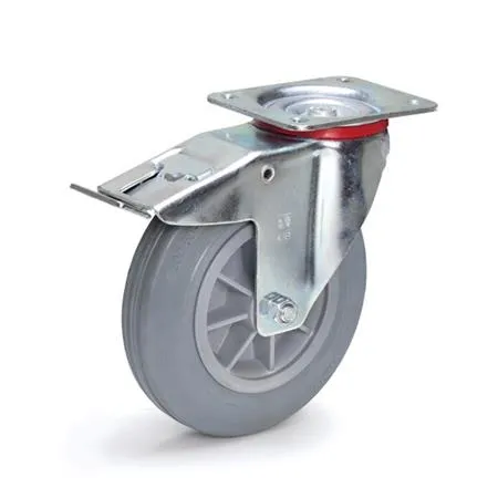 Lenkrolle mit Feststeller, Vollgummi-Bereifung, ø200 x 50mm - Transportgeräte & Rampen - Robuste Lenkrolle mit einer Tragkraft von 250 kg, ideal für schwere Lasten und vielseitige Anwendungen.
