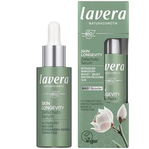 lavera Skin Longevity Zellschutz-Serum – Gesichtsserum mit Hyaluron & pflanzlichen Wirkstoffen, für glatte, gepflegte Haut, Feuchtigkeit & Regeneration, Naturkosmetik