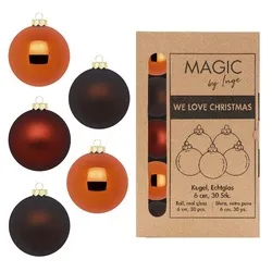 MAGIC by Inge Weihnachtsbaumkugel, Weihnachtskugeln Glas 6cm 30 Stück - Shiny Chestnut braun