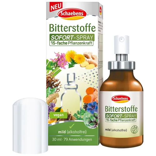 Schaebens Bitterstoffe SOFORT-SPRAY - Schaebens Bitterstoffe SOFORT-SPRAY für den täglichen Einsatz. Unterstützt den Verdauungstrakt mit einer Vielfalt an hochwertigen Naturextrakten. Ideal nach den Mahlzeiten. Praktische Sprühform für einfache Anwendung.