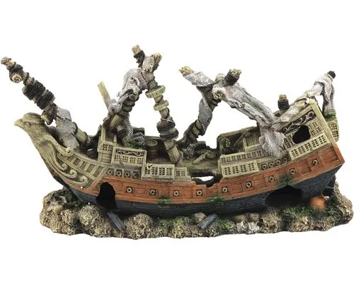 Aquariumdekoration aquatlantis versunkenes Schiff klein 46x15x24 cm