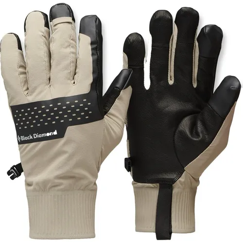 Black Diamond Alpine Softshell Gloves - Unisex Handschuhe L schwarz/beige - Vielseitige Alpin-Handschuhe in Schwarz/Beige (Gr. L) mit isolierenden Eigenschaften und Touchscreen-Kompatibilität. Ideal für Trekking und Wandern. Hergestellt aus hochwertigem, DWR-imprägniertem Material für optimalen Komfort.