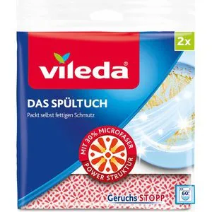 Vileda Spültuch +50% Microfaser, 2 Stück - Saugstark und strapazierfähig - Das Vileda Spültuch +50% Microfaser überzeugt durch hohe Saugkraft und strapazierfähige Qualität. Ideal für die tägliche Küche, entfernt es mühelos Schmutzpartikel und sorgt für strahlend sauberes Geschirr.