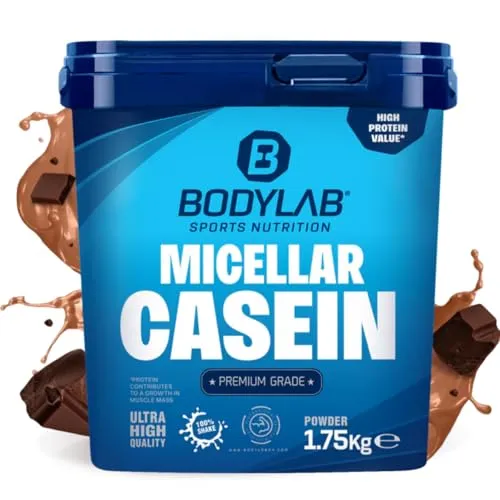 Bodylab24 Casein Micellar Schokolade 1750g - Casein Proteine mit 100% purem Casein, ideal für langes Sättigungsgefühl und Muskelaufbau über Nacht, perfekt für Eiweiß-Diäten.