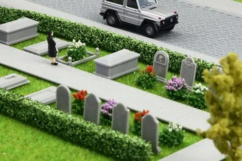 Overdrive-Racing Spur TT 1:120 Friedhof Grabsteine '19 Stück' Gräber Gruft Kreuze Kirche