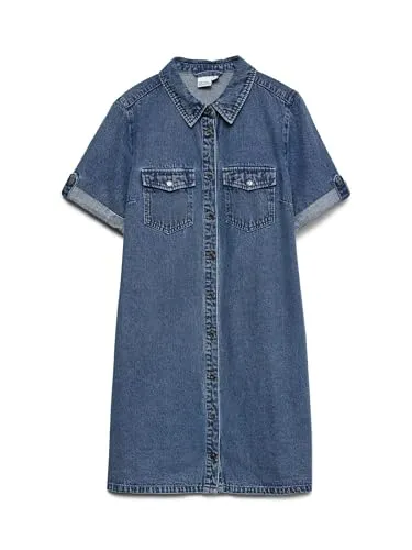 Vero Moda Jeanskleid VMJENNIE SS SHORT DENIM DRESS NOOS - Modisches Jeanskleid in Medium Blue Denim mit pflegeleichtem Material, ideal für lässige Sommerlooks. Perfekt für Freizeit und Alltag.
