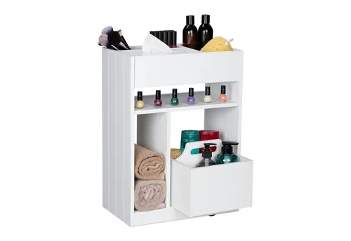 Nischenregal Rollwagen - Allzweckwagen in Weiß - Regal mit mehr als 6 Fächern, ideal für alle Räume wie Küche oder Wohnzimmer. Modernes Design und platzsparend mit nur 38,5 cm Breite.