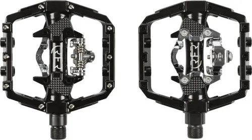 Cube RFR Pedale Flat mit Klick-System - schwarz - Fahrradpedale mit vielseitigem Design: Eine Seite als breites Flatpedal für optimalen Grip, die andere als SPD-kompatibles Klicksystem - ideal für vielseitige Einsätze.