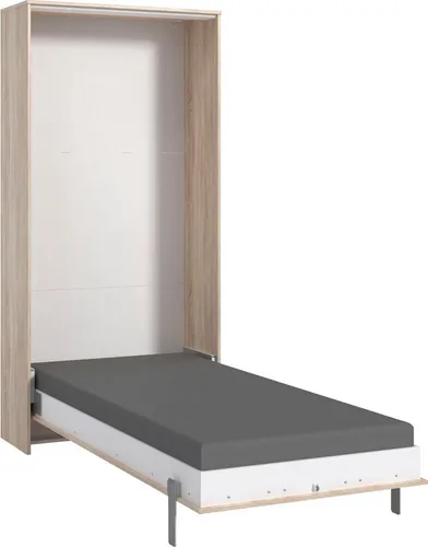 Mid.you Schrankbett Wimex Juist 90x200 cm - Praktisches Klappbett in Eichefarben mit Lattenrost, ideal für kleine Räume. Tagsüber Stauraum, nachts gemütlicher Schlafplatz – perfekt für Gäste- oder Jugendzimmer.