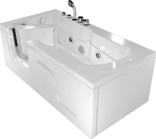 Whirlpool Seniorenwanne mit Tür S17-EH-WP-R 75x150cm - Badewanne mit seitlicher Tür für sicheren Einstieg, ideal für Senioren. Genieße entspannende Bäder mit 5 Massage-Düsen und hochwertigem Sanitär-Acryl für Stabilität und Unabhängigkeit.