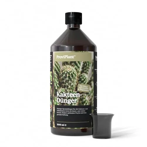 ProviPlant Kakteen Flüssigdünger – Für Kakteen, Sukkulenten & Trockenpflanzen – 1 Liter Konzentrat für bis zu 200 Liter Gießwasser – Indoor & Outdoor geeignet – Made in Germany
