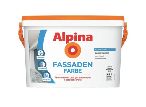 Alpina Fassadenfarbe 2,5 L weiß matt - Lacke für langlebige und wetterfeste Fassaden, ideal für einen frischen, matten Anstrich.