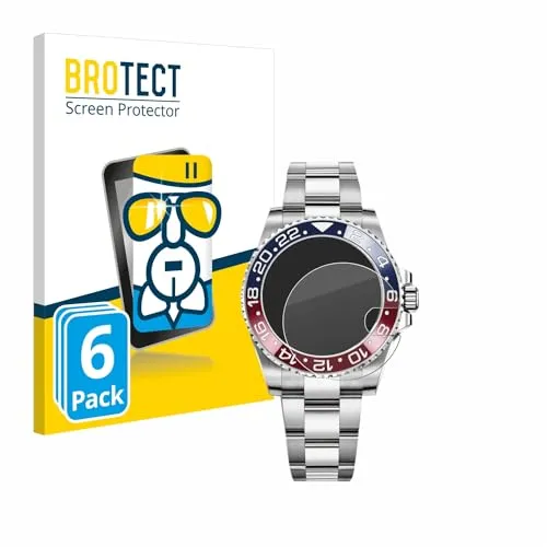 BROTECT Schutzglas für Rolex GMT-Master II (6 Stück) Schutzfolie Panzer Folie Glas [Extrem Kratzfest 9H, Anti-Fingerprint, Ultra-Transparent]