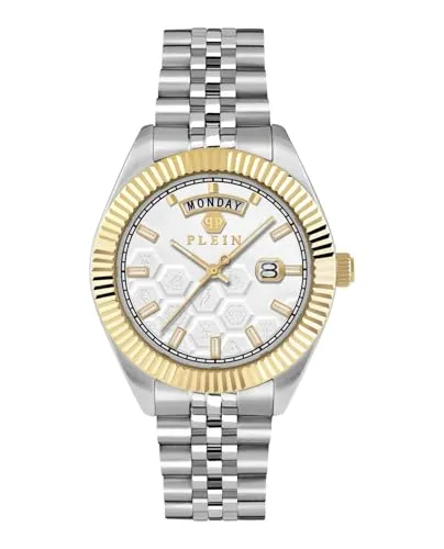 Philipp Plein Watch PWPVA0324 - Elegante Herren-Armbanduhr mit Kalenderfunktion und Leuchtzeigern. Hochwertiges Edelstahlband und wasserdicht bis 5 bar. Perfekt als Geschenk in stilvoller Box.