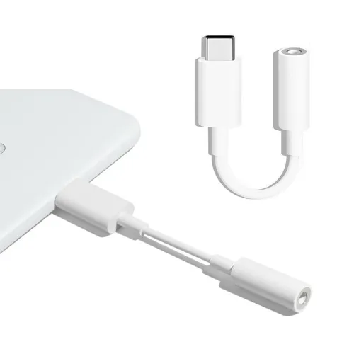 Original Google USB-C auf 3,5 mm Audioadapter (GA00477-WW) - USB-Kabel für kabelgebundene Kopfhörer, kompaktes Design und hochwertige Klangübertragung – ideal für Google Pixel und andere USB-C-Geräte.