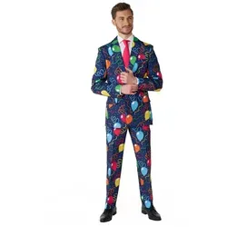 Suitmeister Partykostüm für Herren - Luftballon- und Konfetti-Anzug für jeden Anlass - Auffälliger Slim-Fit-Anzug mit Sakko, Hose und Krawatte, ideal für Partys, Hochzeiten und Festivals. Verstellbarer Bund für perfekten Sitz. Hochwertige Verarbeitung aus 100% Polyester, maschinenwaschbar.
