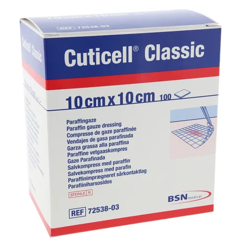 CUTICELL Classic Wundgaze 10x10cm, 100 St - Erste-Hilfe-Heftpflaster & Verbandsmaterial, hochabsorbierend und ideal für die Wundversorgung zu Hause oder im professionellen Einsatz.