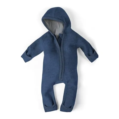 Ehrenkind® WALKOVERALL | Baby Wollwalk-Overall in Jeansblau Gr. 62/68 - Overalls für Baby-Mädchen, aus robuster Merinowolle mit natürlicher Wasser- und Schmutzabweisung, ideal für aktive Kinder und handgefertigt in der EU.