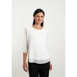 Chiffonbluse SEIDEL MODEN, Damen, Gr. 42, weiß - Stilvolle Damen-Chiffonbluse in sanftem Weiß, lässig geschnitten mit 3/4-Ärmeln und Doppel-Layer-Optik. Ideal für einen eleganten Casual-Look.