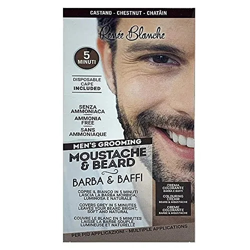 Renee Blanche Haarfarbe für Bart und Schnurrbart, braune Farbe, 20 ml Tube + 20 ml Entwickler + 10 ml Shampoo